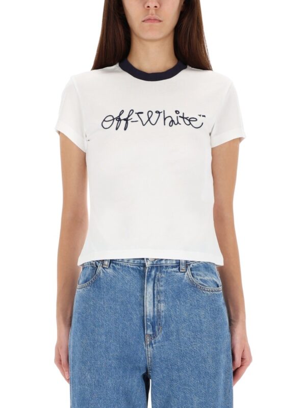 Off-white T-SHIRT WITH EMBROIDERED LOGO