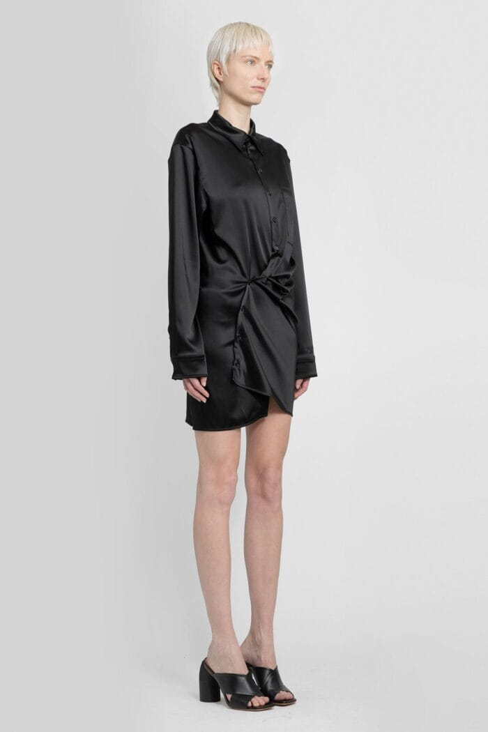 OFF-WHITE Twisted Mini Satin Dress