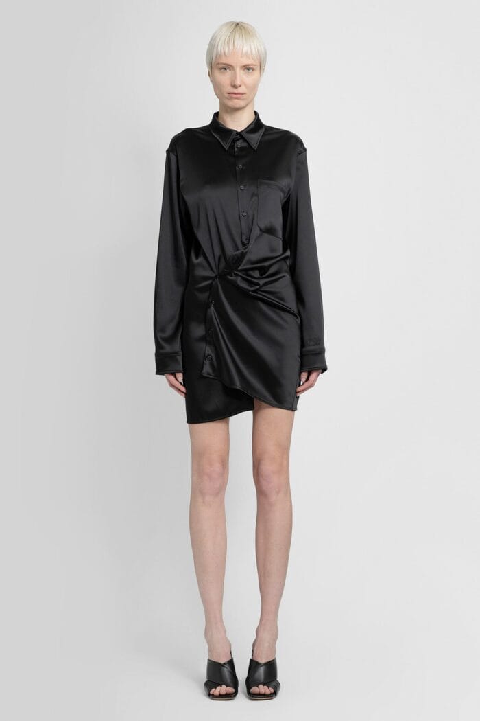 OFF-WHITE Twisted Mini Satin Dress