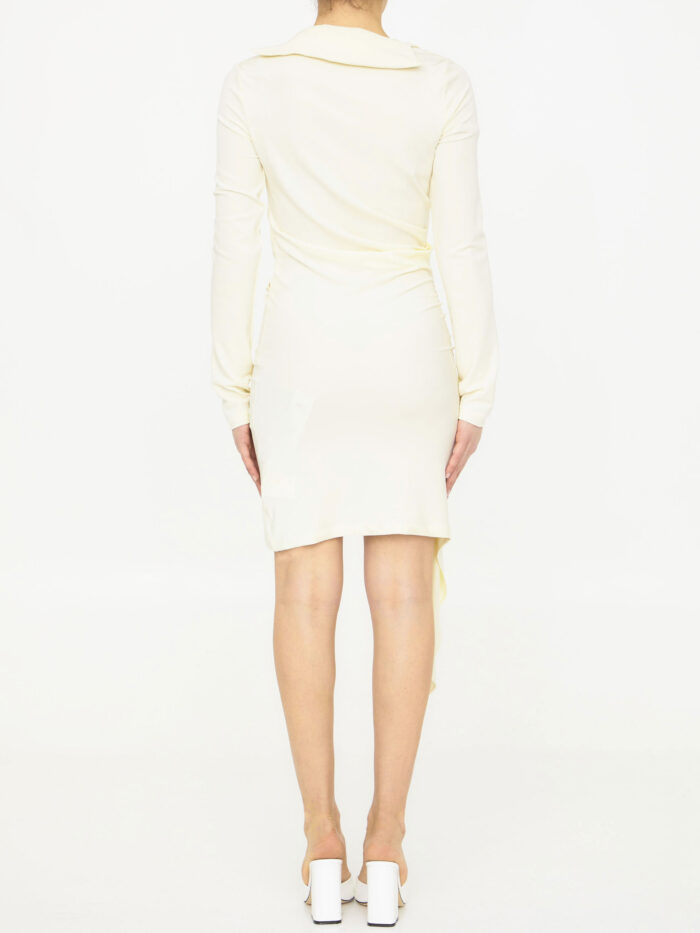 Off White Viscose crêpe draped dress