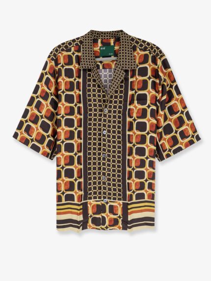 ON ME THE SHIRT Viscose Shirt With Geometric Pattern