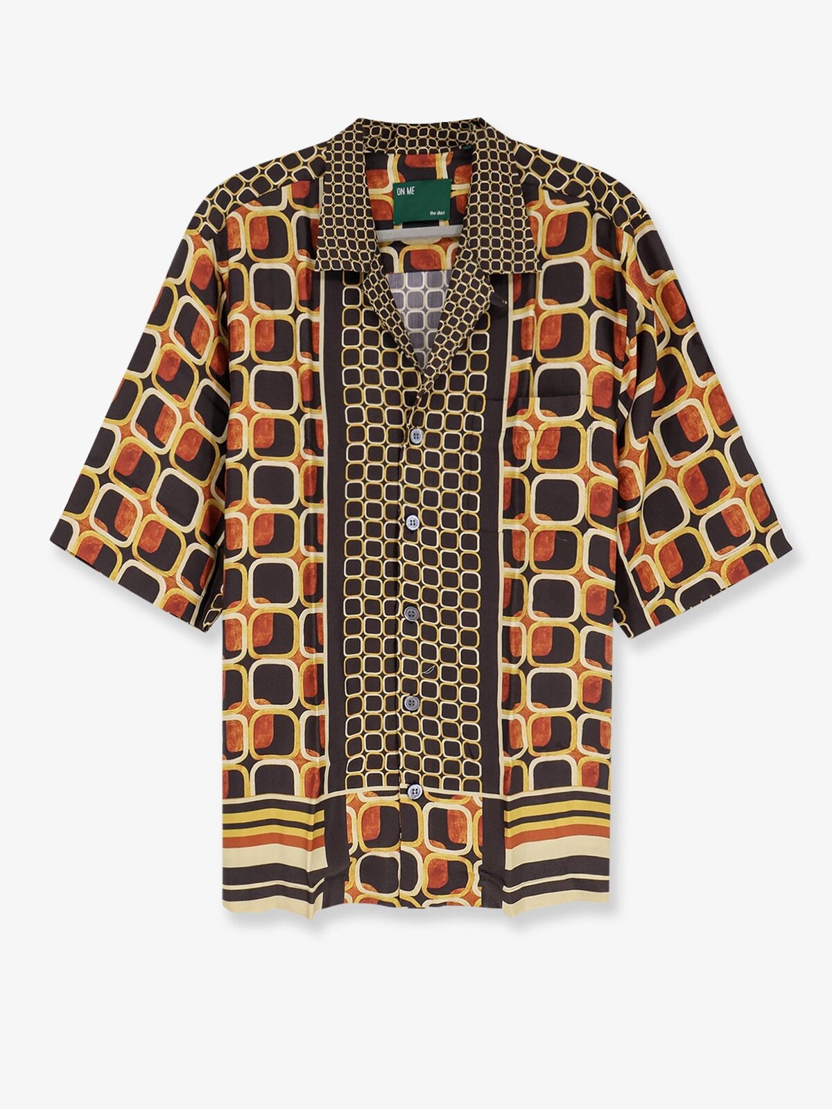 ON ME THE SHIRT Viscose Shirt With Geometric Pattern