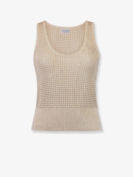 Brunello Cucinelli Openwork Cotton Knit Top