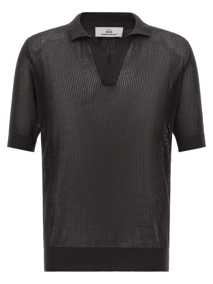 riviera project openwork cotton polo shirt RIVIERA PROJECT Openwork Cotton Polo Shirt
