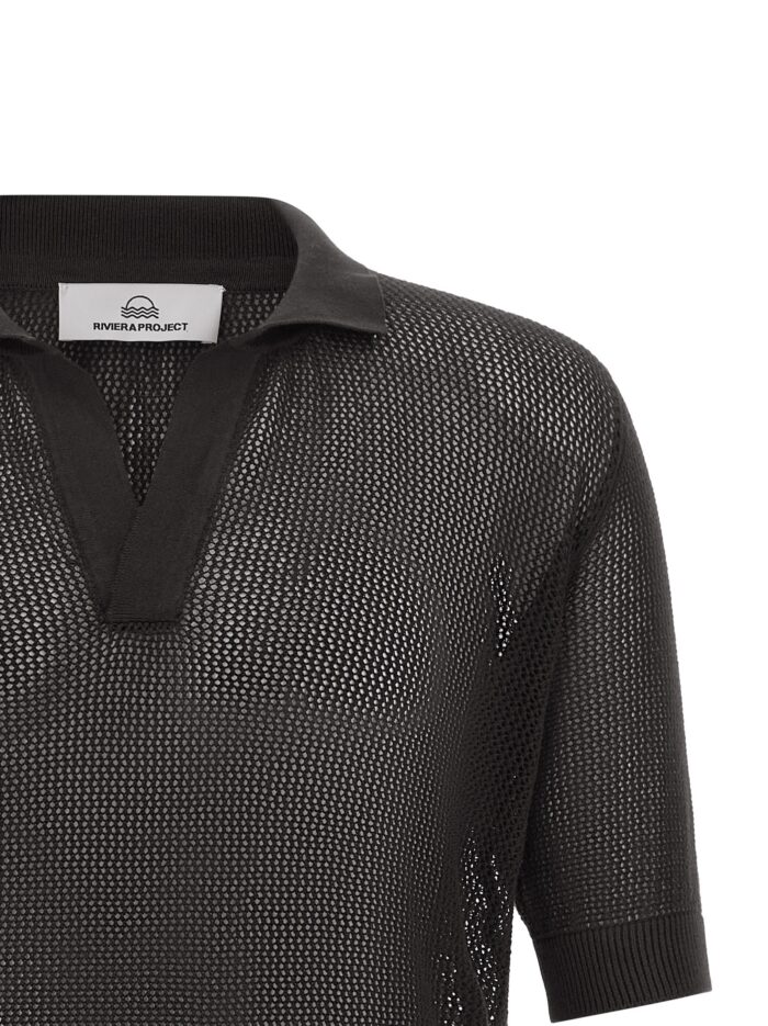 RIVIERA PROJECT Openwork Cotton Polo Shirt