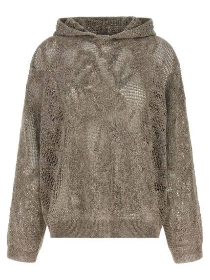 Brunello Cucinelli Openwork Hooded Sweater