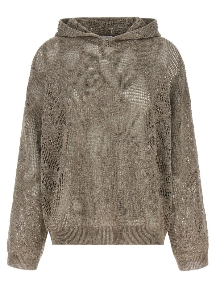 Brunello Cucinelli Openwork Hooded Sweater