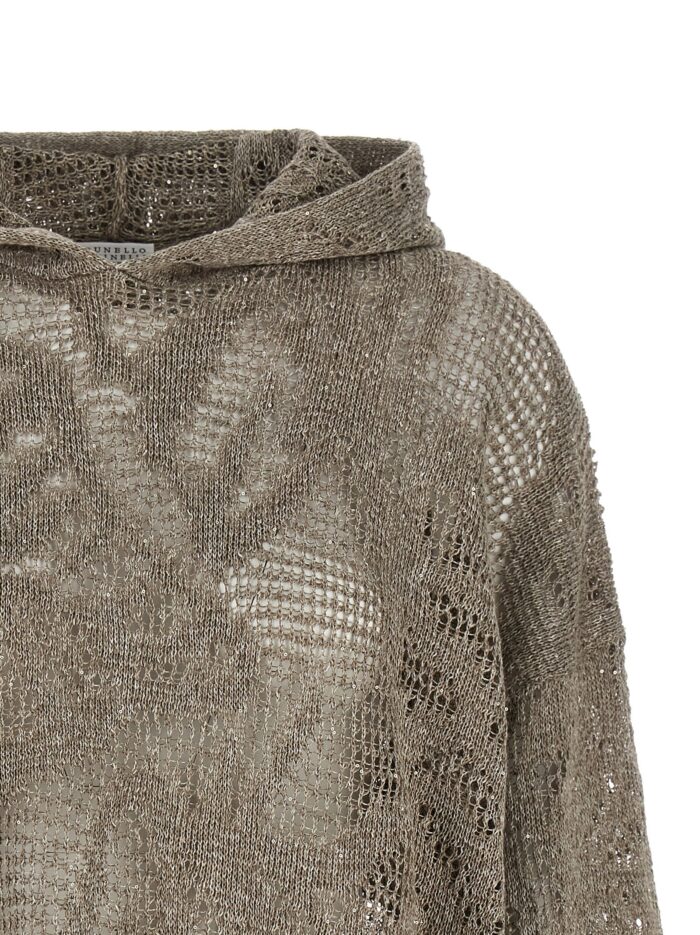 Brunello Cucinelli Openwork Hooded Sweater