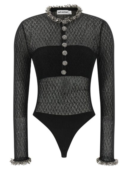 SELF PORTRAIT Openwork Knitted Bodysuit