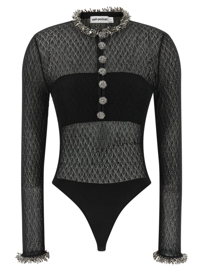 self portrait openwork knitted bodysuit SELF PORTRAIT Openwork Knitted Bodysuit