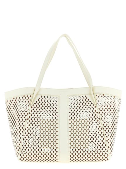 TWIN SET Openwork Leather Shopping Bag