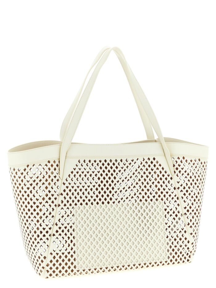 TWIN SET Openwork Leather Shopping Bag