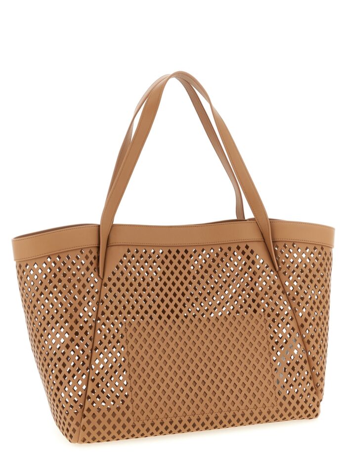 TWIN SET Openwork Leather Shopping Bag