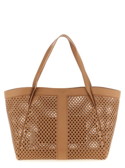 TWIN SET Openwork Leather Shopping Bag
