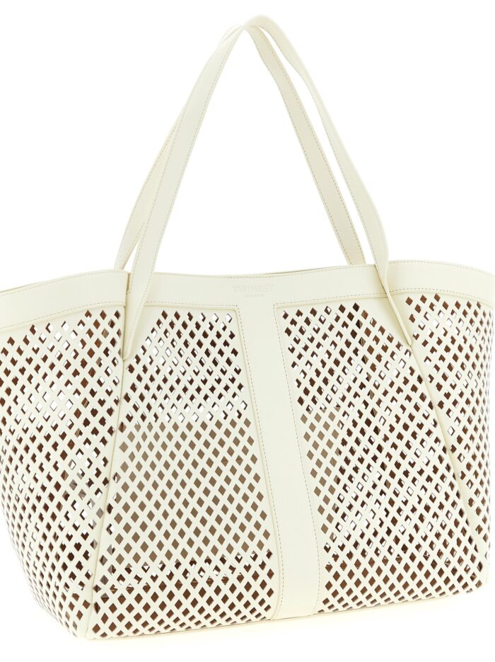 TWIN SET Openwork Leather Shopping Bag