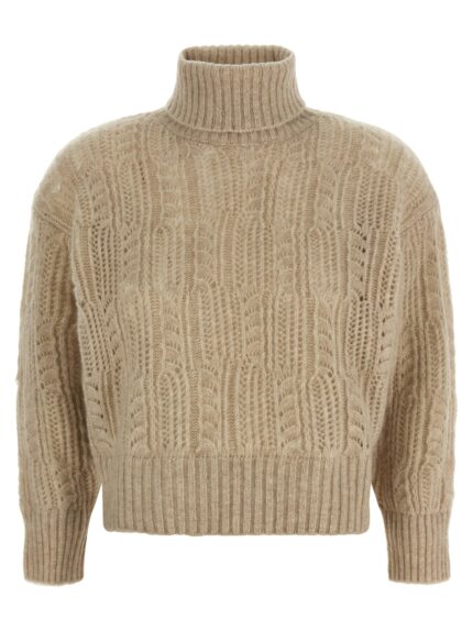 AGNONA Openwork Turtleneck Sweater
