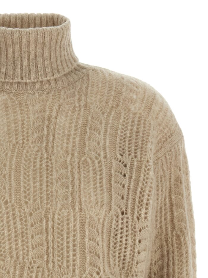 AGNONA Openwork Turtleneck Sweater