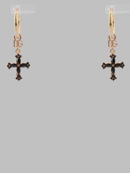 Dolce & Gabbana Orecchini Creola Con Croci E Strass