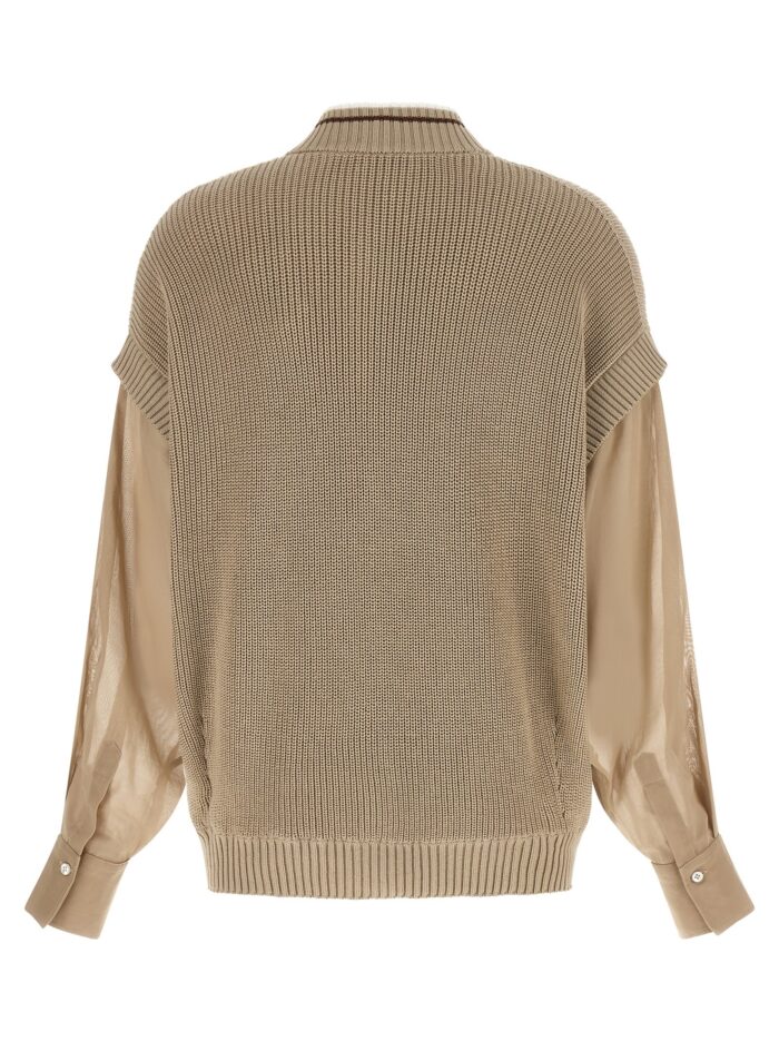 Brunello Cucinelli Organza Sleeve Cardigan