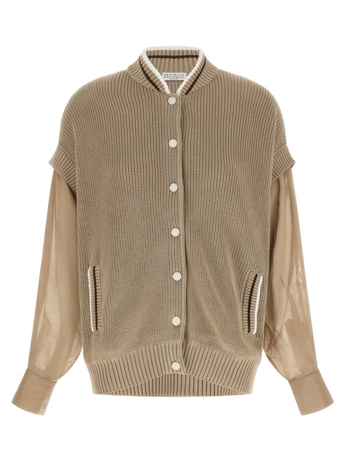 Brunello Cucinelli Organza Sleeve Cardigan