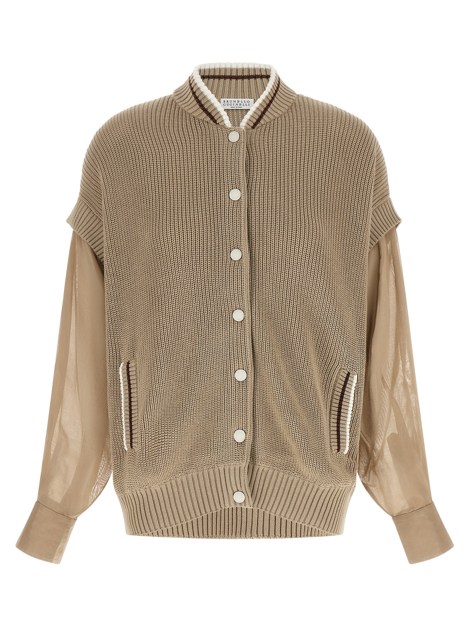 Brunello Cucinelli Organza Sleeve Cardigan