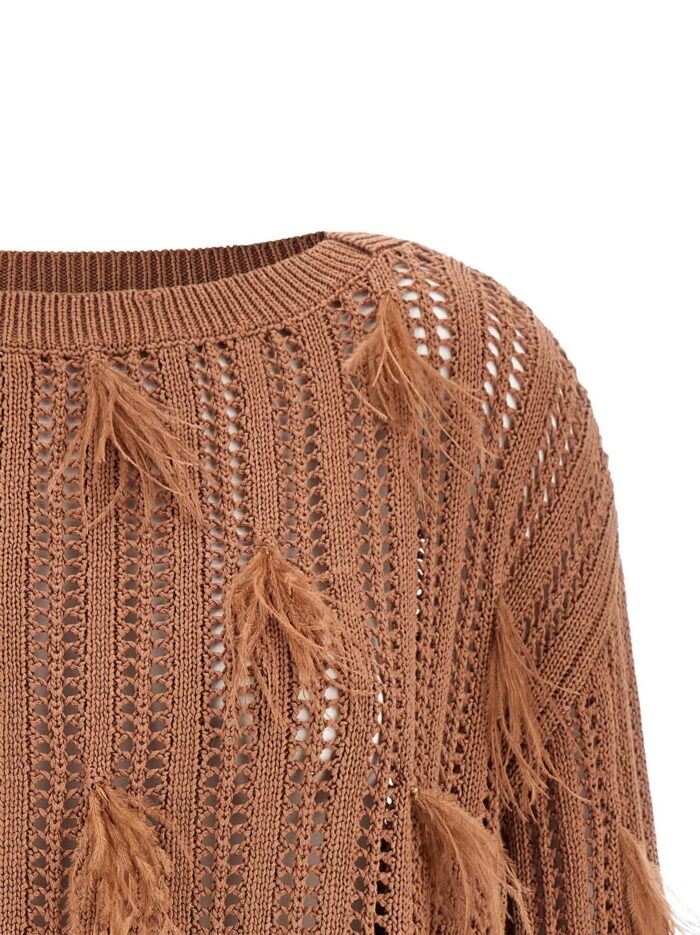 TWIN SET Ostrich Feather Sweater