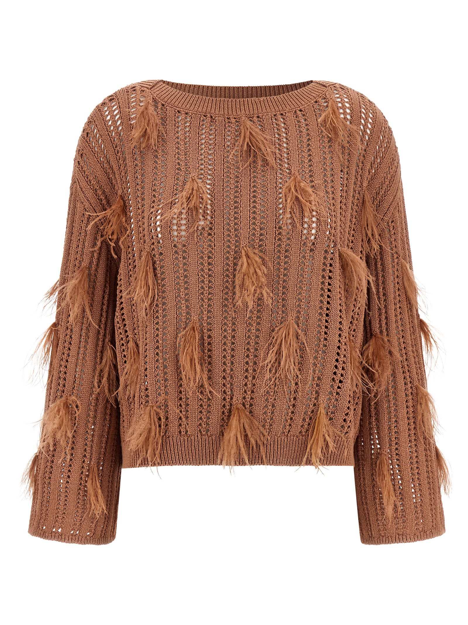 TWIN SET Ostrich Feather Sweater