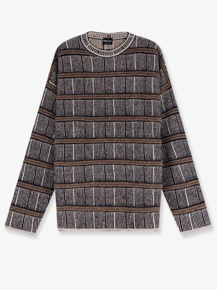 Giorgio Armani Over Striped Virgin Wool And Silk Sweater