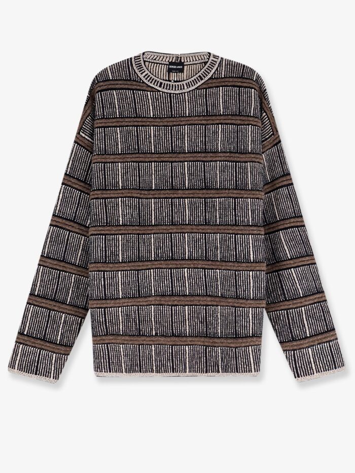 giorgio armani over striped virgin wool and silk sweater Giorgio Armani Over Striped Virgin Wool And Silk Sweater