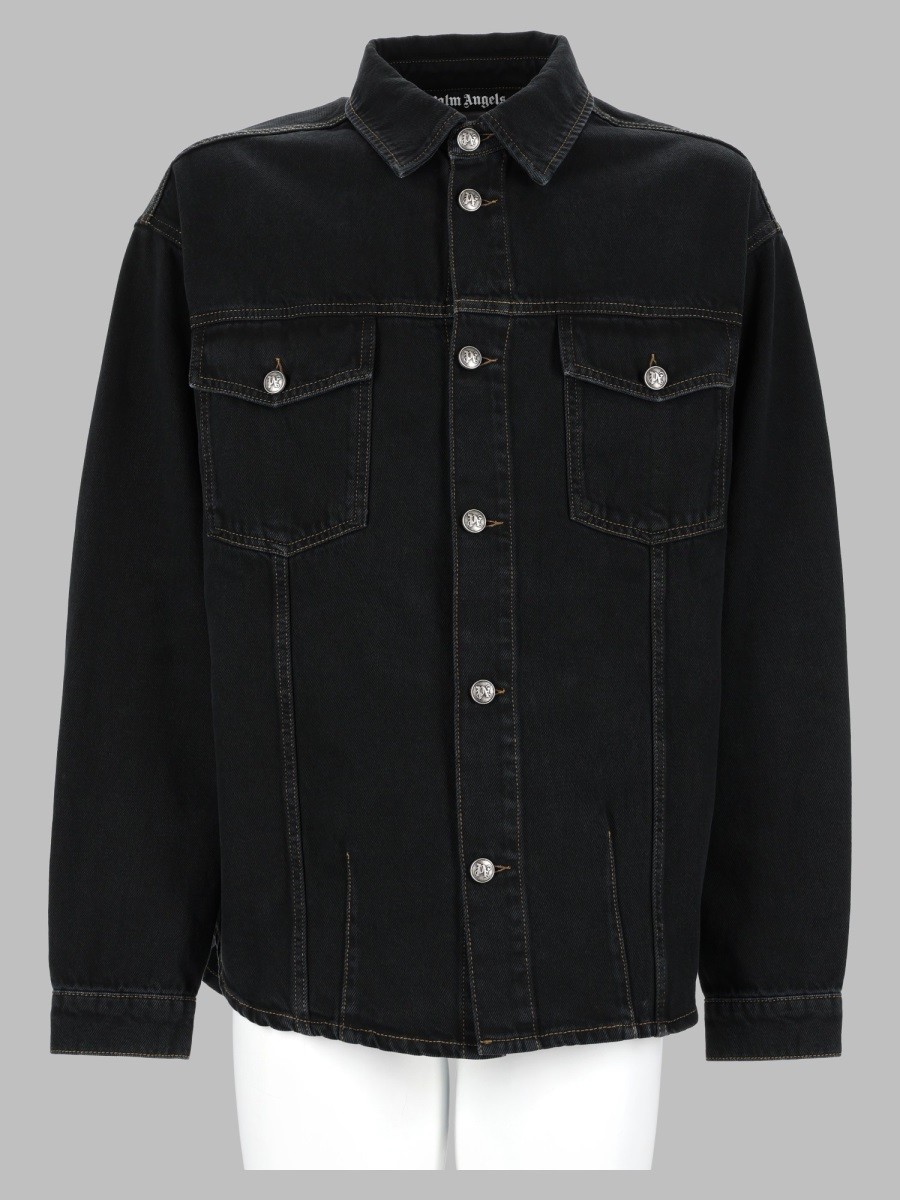 Palm Angels Overshirt In Denim Con Logo