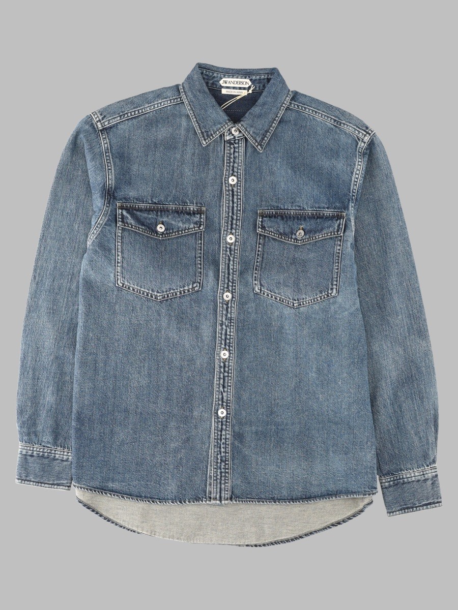 Jw Anderson Overshirt In Denim Di Cotone
