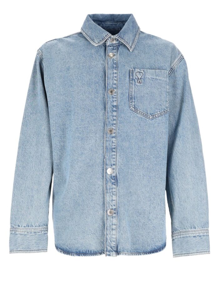 ami paris overshirt in denim AMI PARIS Overshirt In Denim