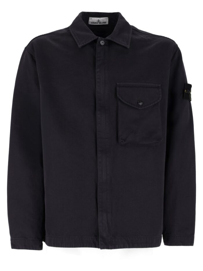 stone island overshirt in twill di cotone Stone Island OVERSHIRT IN TWILL DI COTONE