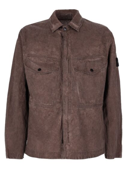 Stone Island Overshirt In Velluto A Coste