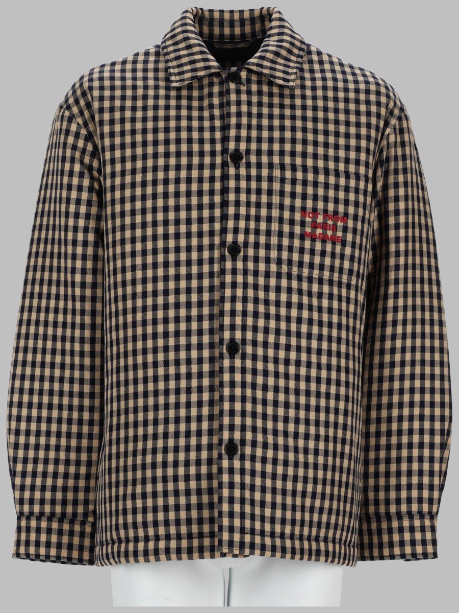 Drole De Monsieur OVERSHIRT "SLOGAN" IN COTONE CHECK
