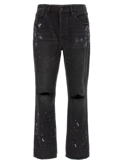 PURPLE 'P011 Knee Slit Paint' Jeans