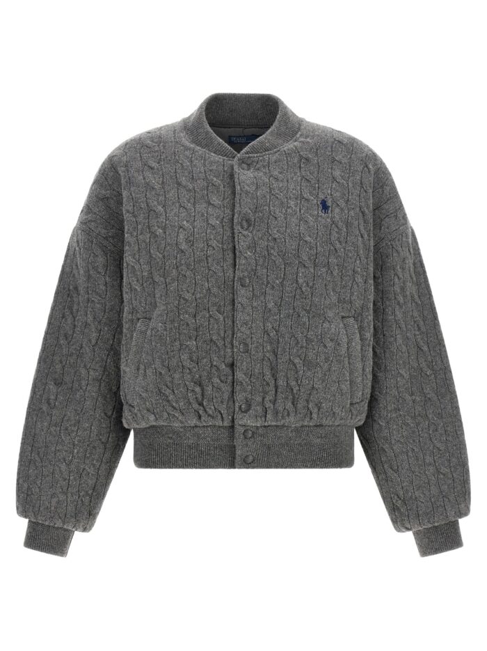 polo ralph lauren padded knit braided bomber jacket Polo Ralph Lauren Padded Knit Braided Bomber Jacket