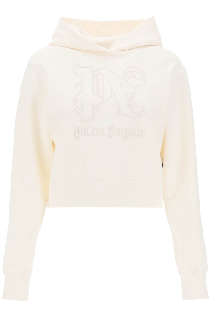 PALM ANGELS Cropped Hoodie With Monogram Embroidery