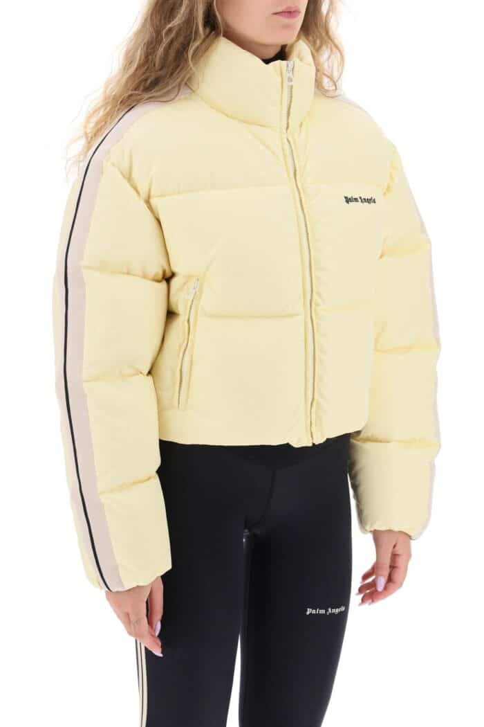 Palm Angels Cropped Puffer Jacket With Bands On Sleeves