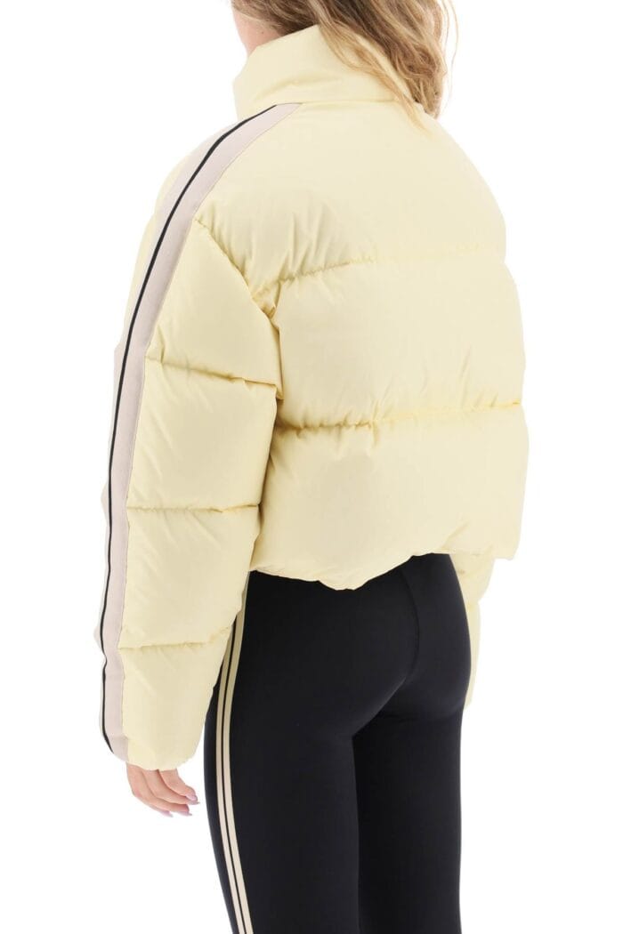 Palm Angels Cropped Puffer Jacket With Bands On Sleeves