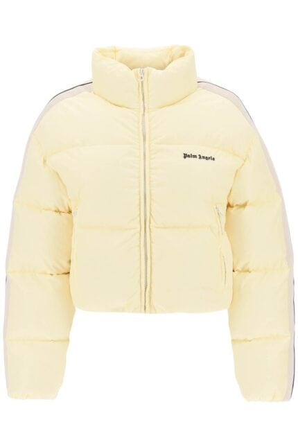 Palm Angels Cropped Puffer Jacket With Bands On Sleeves