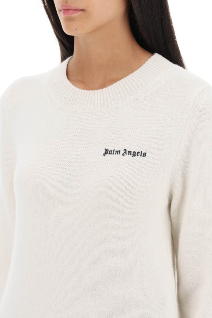 Palm Angels Cropped Sweater With Logo Embroidery