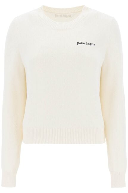 Palm Angels Cropped Sweater With Logo Embroidery