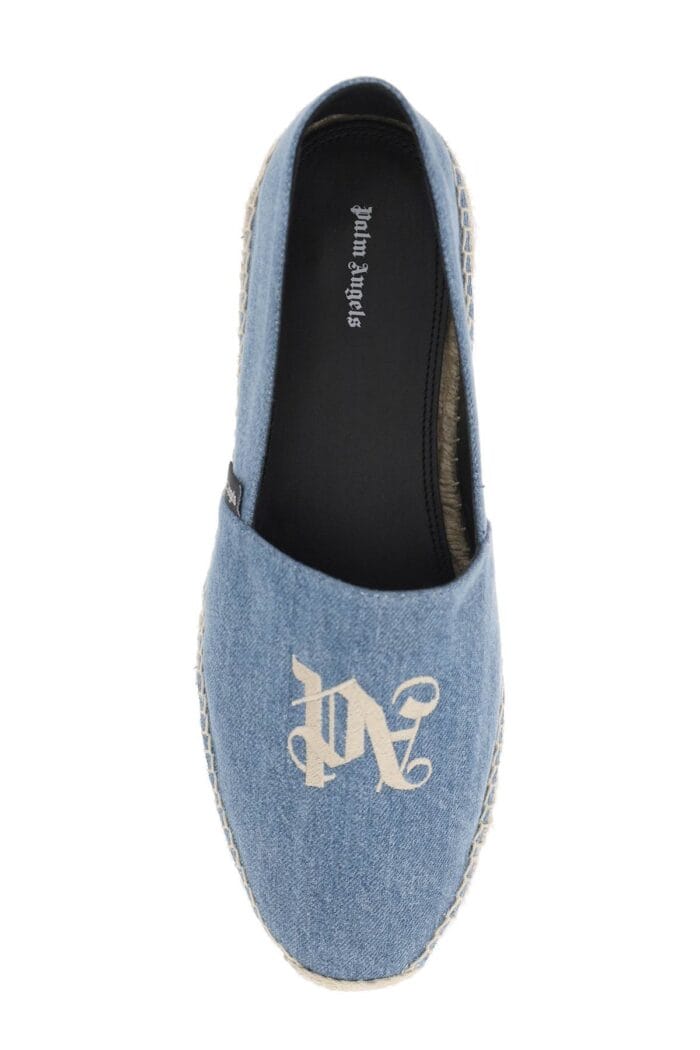 PALM ANGELS Denim Espadrilles With Embroidered Logo