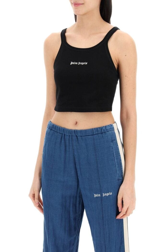 Palm Angels Embroidered Logo Crop Top With