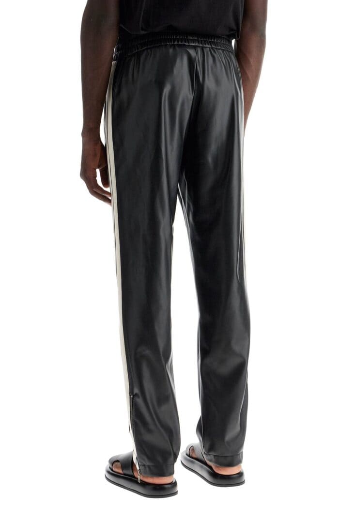 PALM ANGELS Faux Leather Joggers With Side Stripes