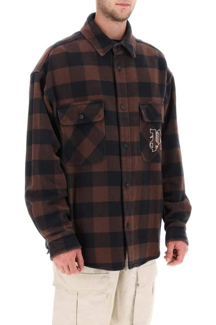 Palm Angels Flannel Overshirt With Check Motif