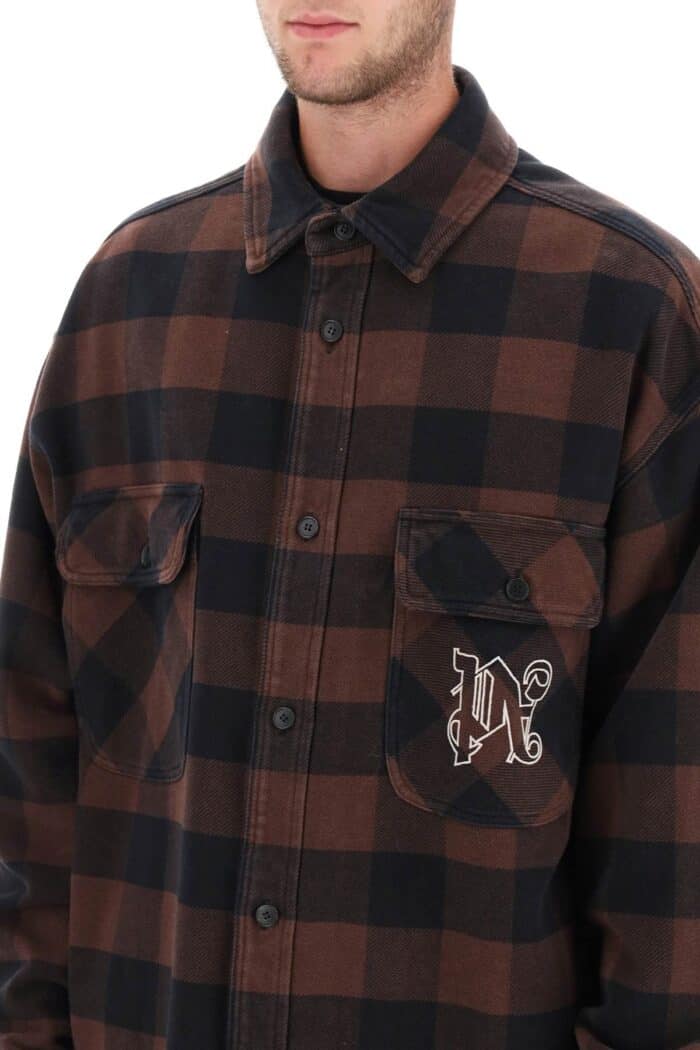 Palm Angels Flannel Overshirt With Check Motif