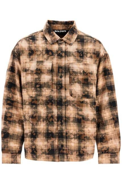 PALM ANGELS 'flannel Shirt With Curved Logo