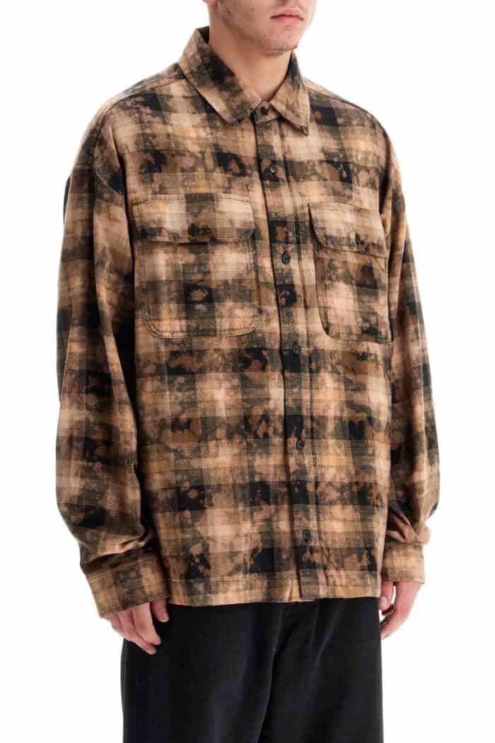 PALM ANGELS 'flannel Shirt With Curved Logo